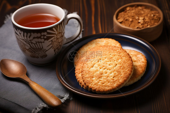 精致的早餐饼干甜点图片