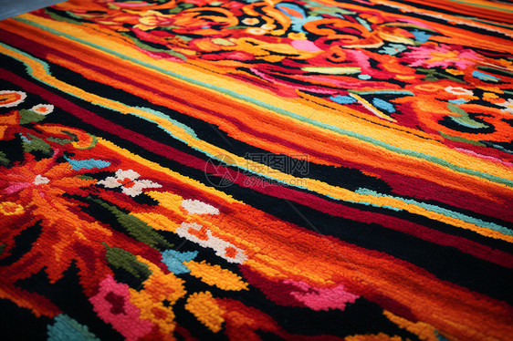 缤纷花卉织物地毯图片