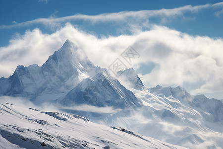 冰雪覆盖下的雪山美景背景图片