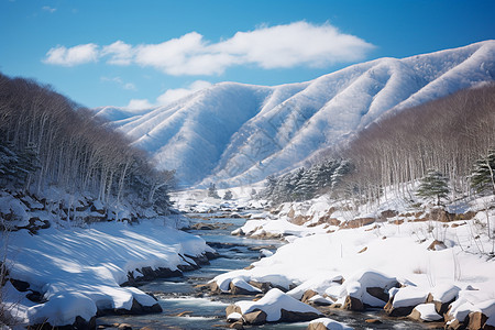 冰雪世界中的山川河流图片