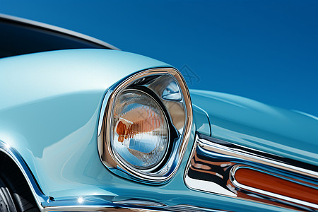 车灯与蓝天的完美结合背景图片