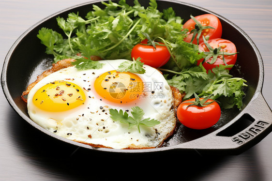 营养健康的煎蛋和蔬菜图片