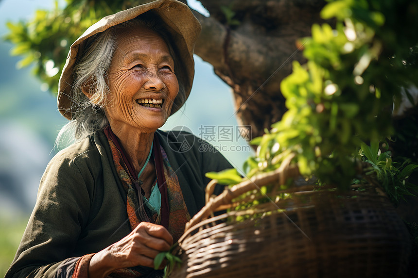 优雅的茶农图片