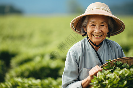 智慧与快乐的老茶农图片