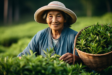 茶园里的农妇图片