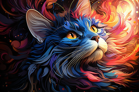 迷人的猫咪插画背景图片