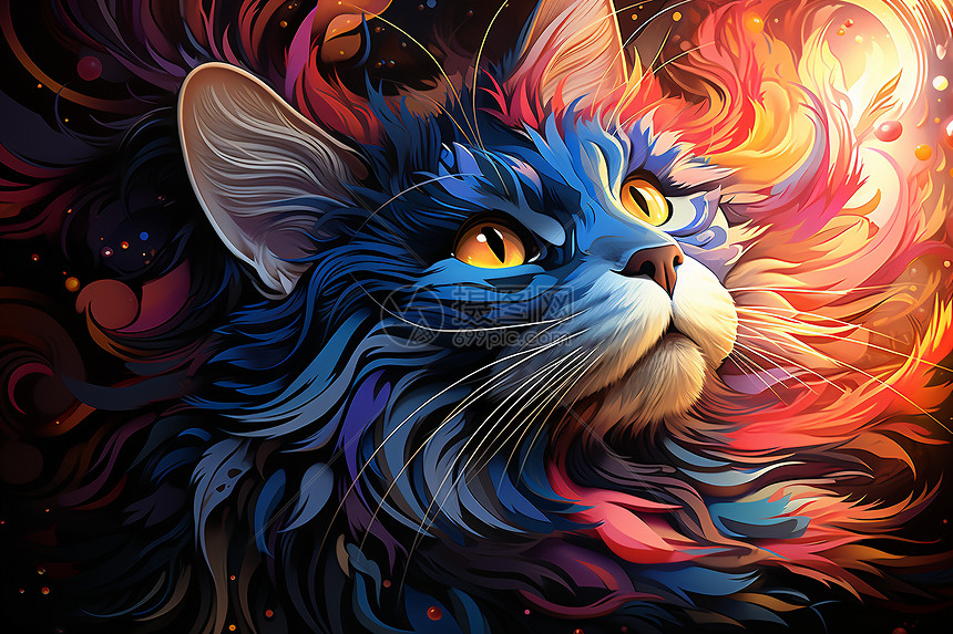 迷人的猫咪插画图片