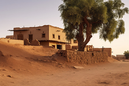 沙漠中的村庄图片