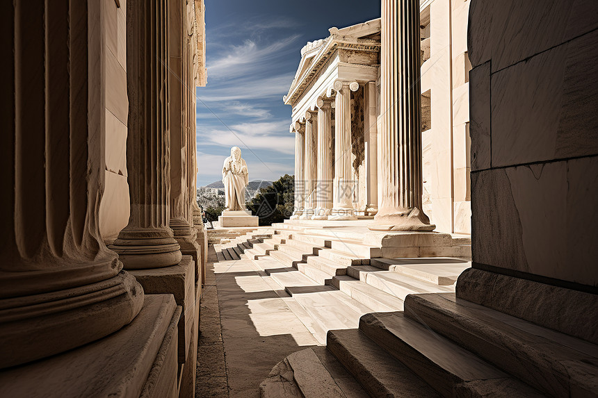 雅典历史建筑的壮丽风光图片