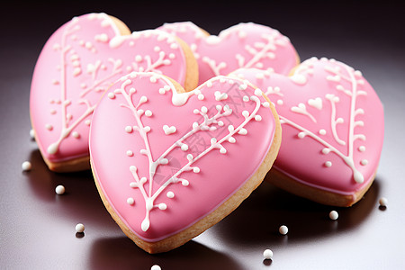 粉色的爱心饼干图片