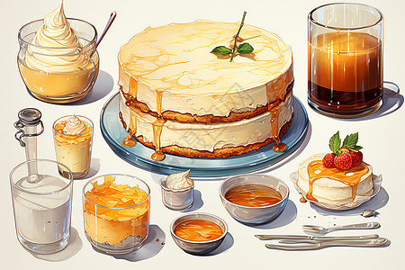 甜蜜美味的奶油芝士蛋糕图片