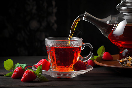 红茶与草莓的完美搭配图片