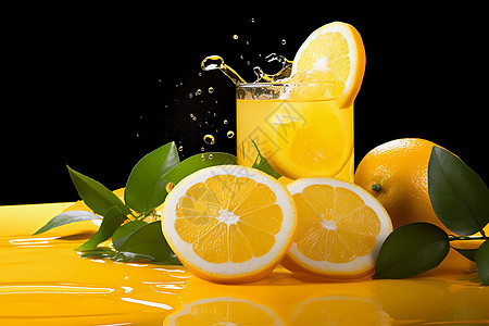 清新滋润的橙汁图片