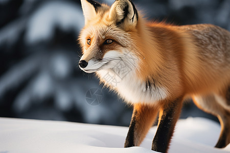 雪地中的美丽红狐图片