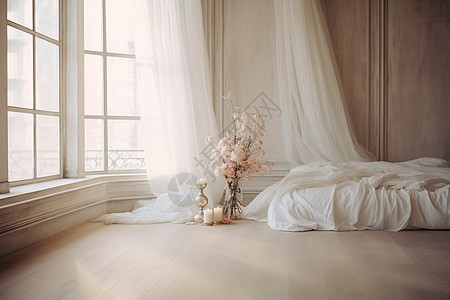 温馨卧室窗边花瓶下的卧室设计图片