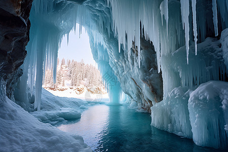 洞穴里的冰柱图片
