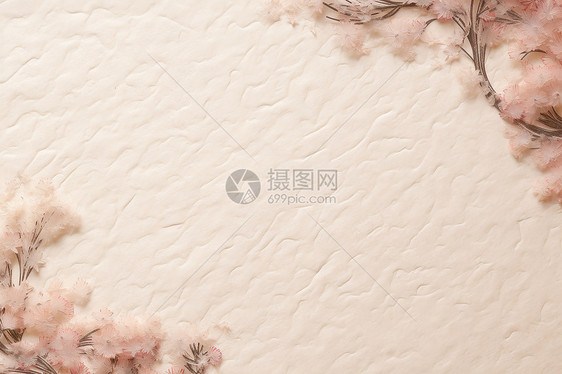白墙上粉色花朵图片