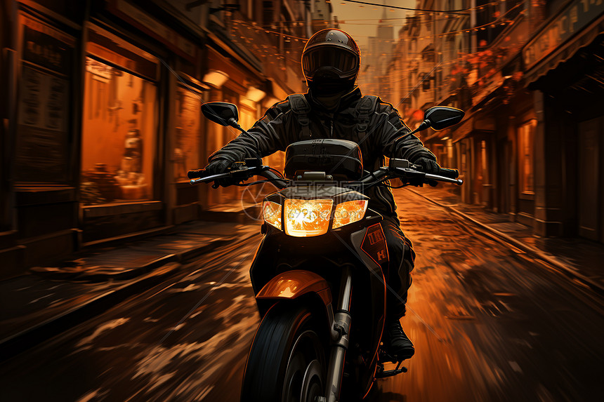 电动摩托车的骑手图片