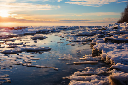 冰河日落背景图片