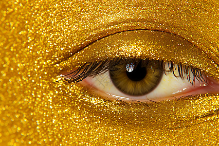 黄金粉末闪耀的眼妆背景