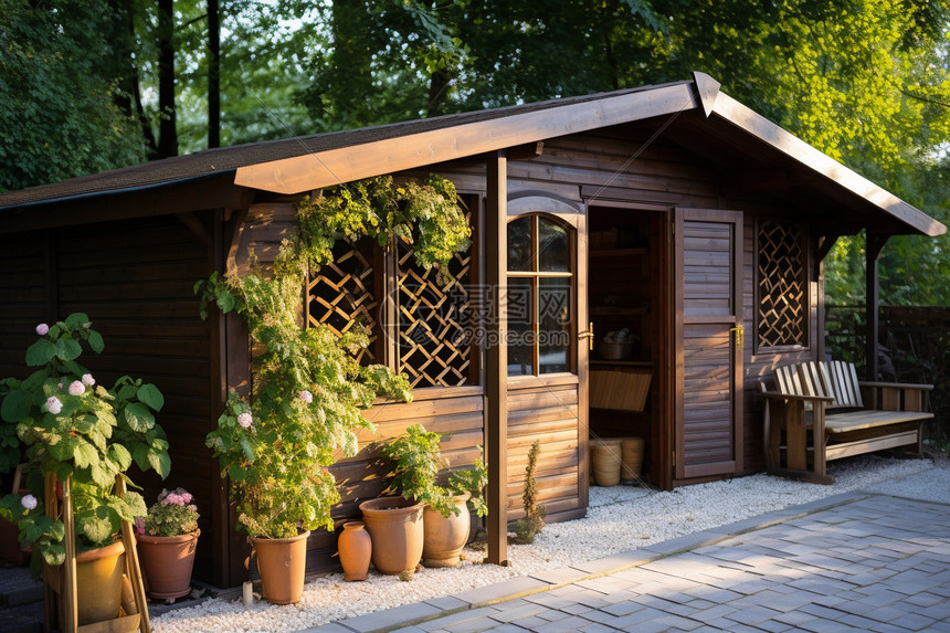 养满植物的小屋子图片