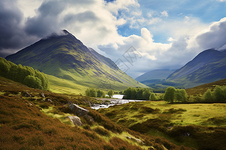 美丽的苏格兰山谷风光图片