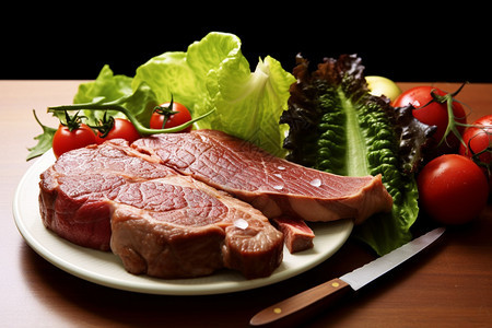 肉排和蔬菜图片