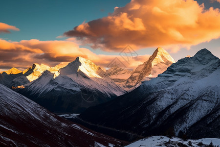 连绵不绝的雪山风景图片