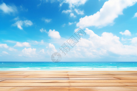 广阔的大海白云蓝天和甲板高清图片