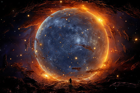 宇宙燃烧的大蓝火球图片
