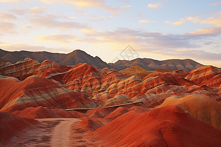 红色自然山地背景图片