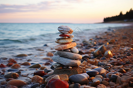 海岸边的石头图片