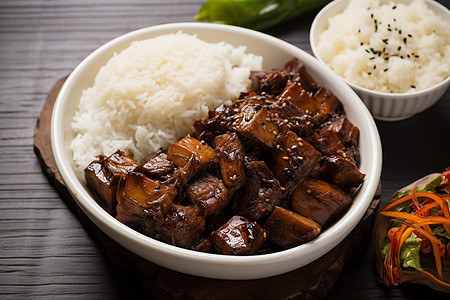 牛肉拌饭卤肉盖饭高清图片