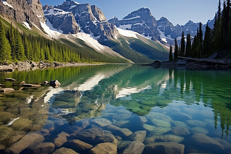 山脉中清澈的湖泊图片