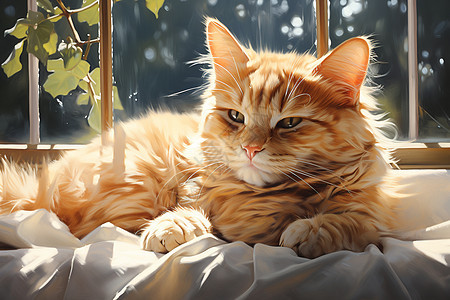 沐浴阳光的橘猫图片