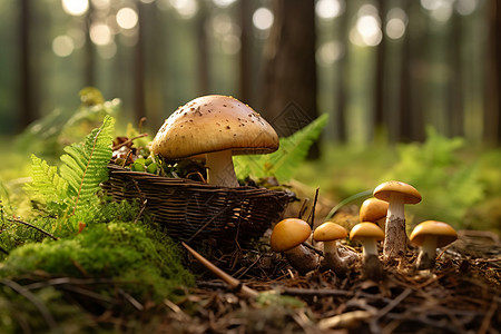 森林的野蘑菇图片