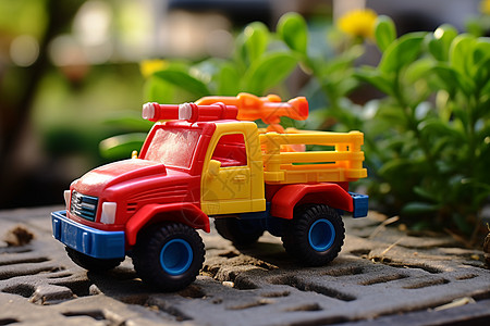 五彩斑斓的玩具卡车背景图片