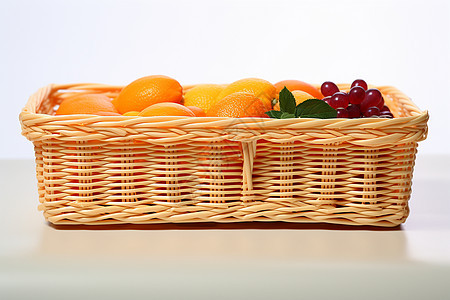 新鲜水果的白色篮子图片