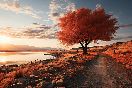 黄昏时分的新疆秋景图片