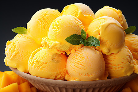 甜蜜芒果冰淇淋图片