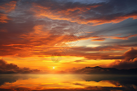 黎明中的湖光山色图片