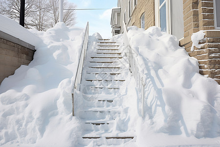 白雪皑皑的楼梯背景图片