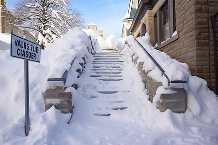 冬季住宅区的积雪图片