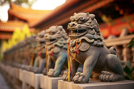 中国狮子古建群中的狮子背景