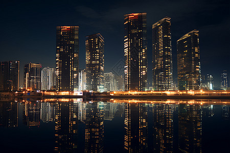 夜幕下的现代城市图片