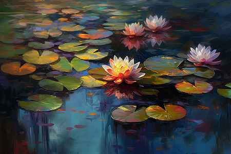 池塘中的睡莲背景图片