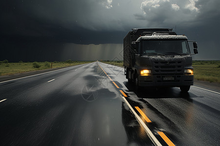 风雨中的卡车背景图片