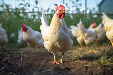 田园里的鸡养殖鸡牧场高清图片