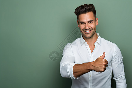 白衬衫商务男士竖起拇指图片