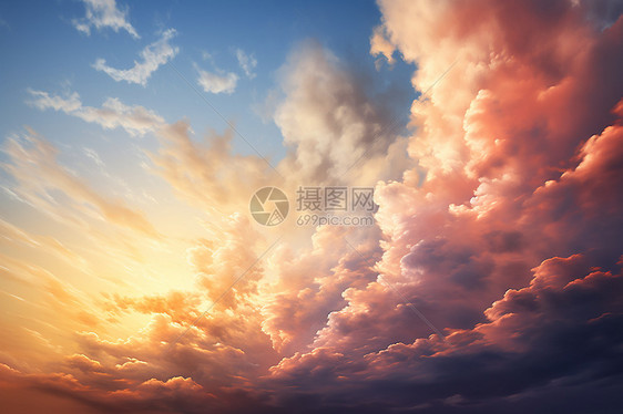 夕阳下的云海图片